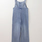 Patched Pocket Wide Leg Overalls