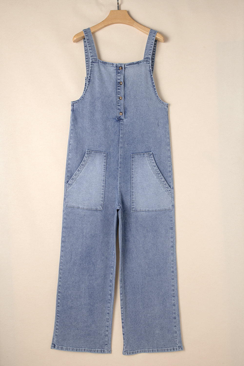 Patched Pocket Wide Leg Overalls