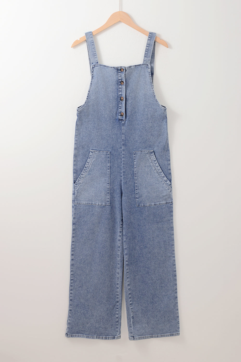 Patched Pocket Wide Leg Overalls