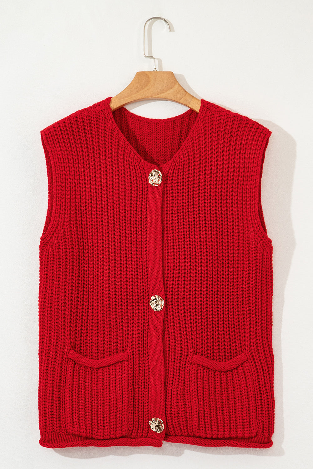 Red Buttoned Sweater Vest