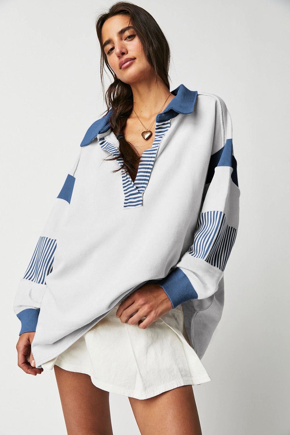 Patchwork Collar Sweatshirt