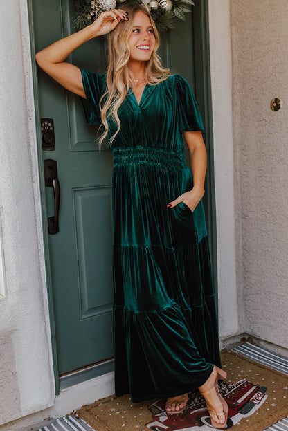 Evergreen Velvet Dress