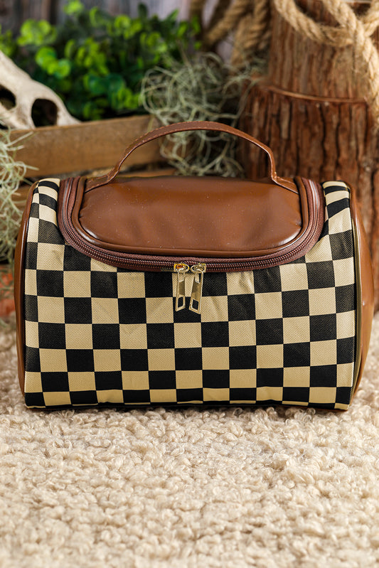 Black Checkered Makeup Bag