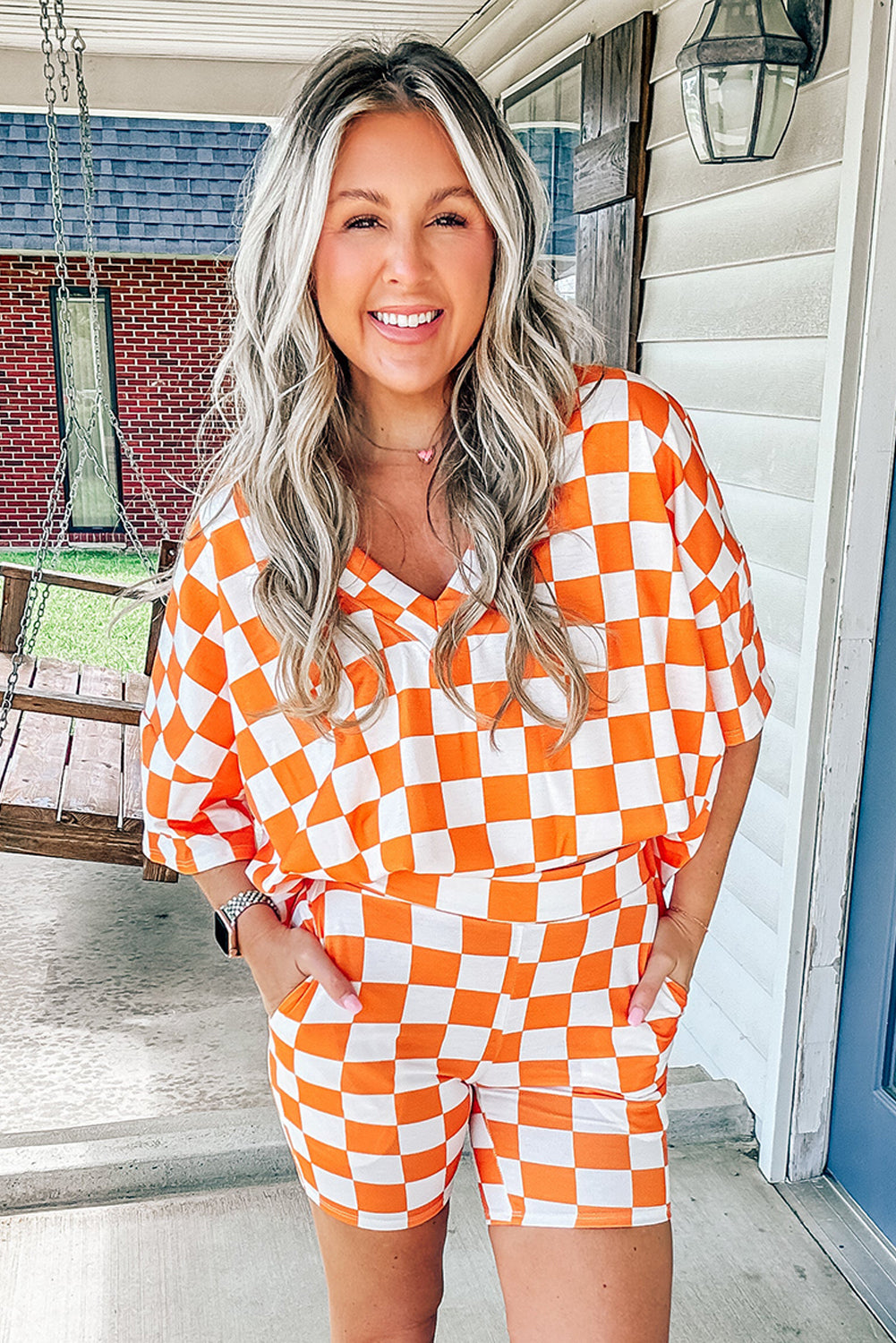 Orange Checkerboard Lounge Set