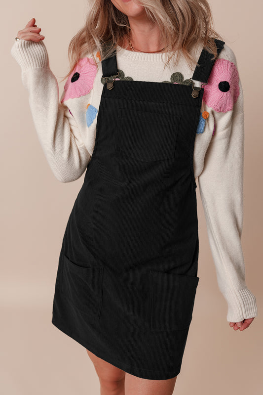 Black Corduroy Overall Dress