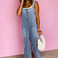 Patched Pocket Wide Leg Overalls