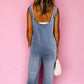 Patched Pocket Wide Leg Overalls