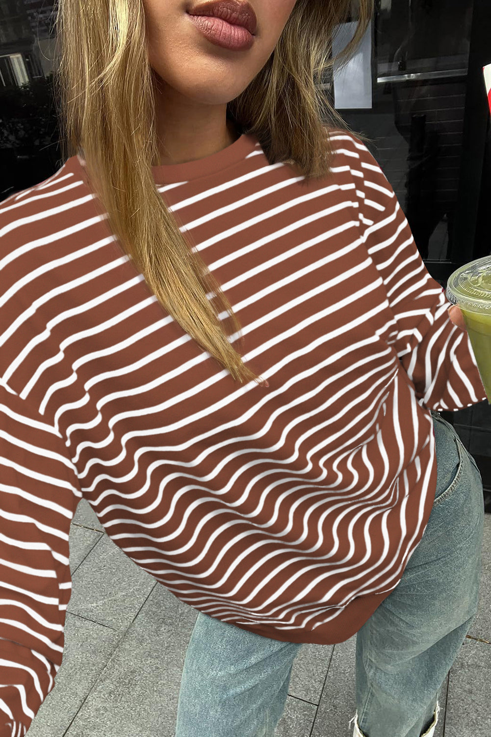 Coffee Striped Top