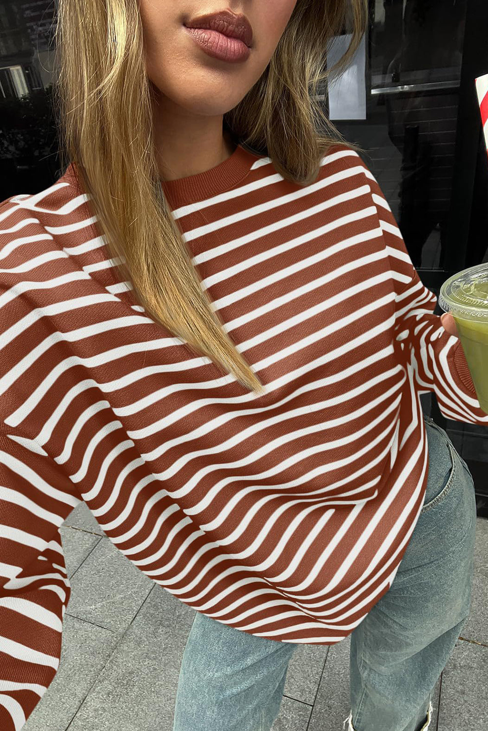 Coffee Striped Top