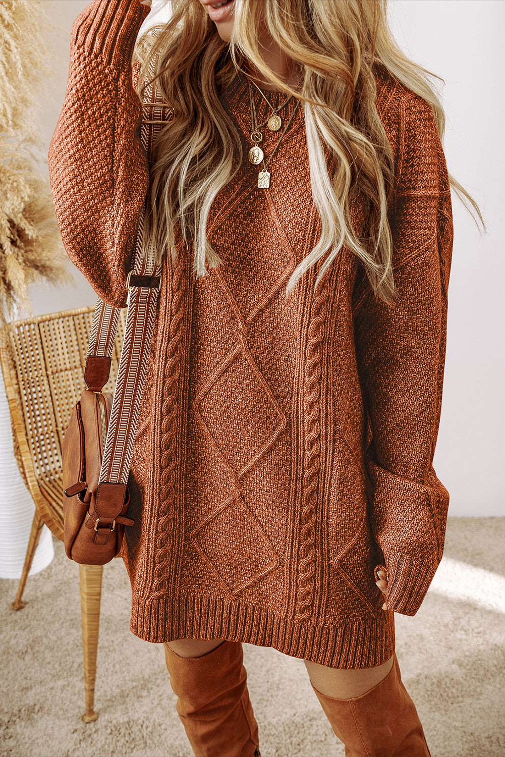 Coffee Sweater Dress