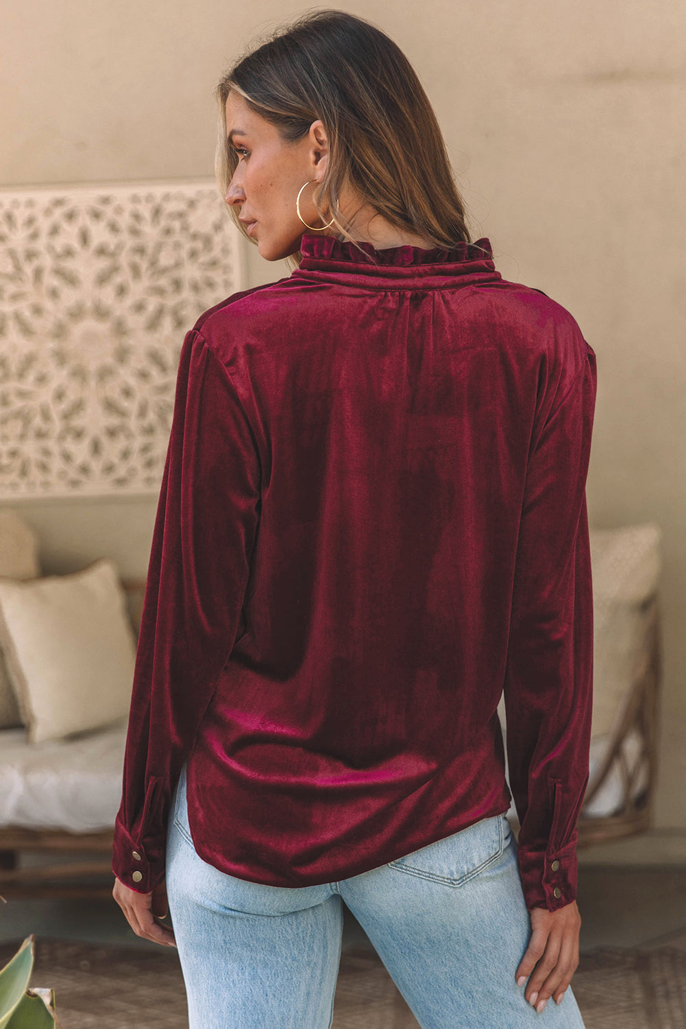 Holiday Velvet Top - Burgundy